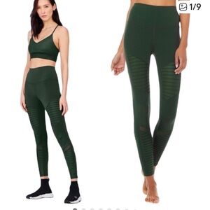Alo Yoga High-Waist Moto Legging in Forest Green